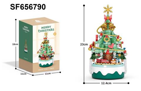 积木粉绿圣诞树音乐盒带灯光(418PCS)