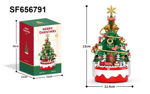 积木红绿圣诞树音乐盒带灯光(418PCS)