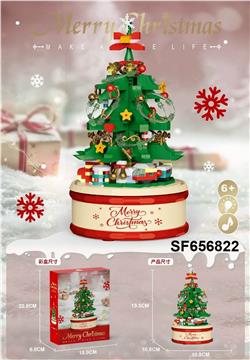 积木深绿圣诞树音乐盒带灯光(683PCS)